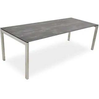 Auszugstisch Ventura Edelstahl - 180/240/300 x 95 cm 2x Einlegeplatte Keramik beton hell