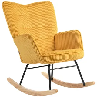 Homcom Schaukelstuhl, Schaukelsessel mit Kordoptik, Armlehne, für Wohnzimmer,