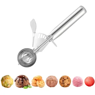 Eisportionierer mit Auslöser 40 mm Eisportionierer Edelstahl, extra groß Eislöffel Portionierer für Cookie-Teig, und Eis Für Eiscremekugel,Backen,Melonenkugel, 4.8 tsp / 23 ml / 1.6 tbsp