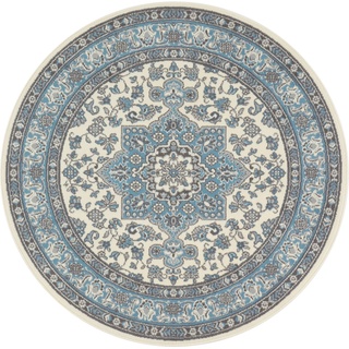 Teppich Parun Täbriz, NOURISTAN, rund, Höhe: 9 mm, Kurzflor, Orient, Teppich, Vintage, Esszimmer, Wohnzimmer, Flur beige|blau