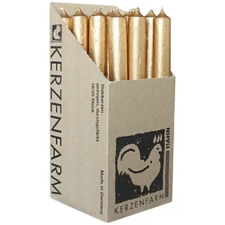 Stabkerzen Rustikal Gold, 250/22 mm, KERZENFARM HAHN, Brenndauer 12h, 16 St.