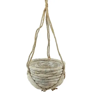 2er Set Weiße Hängekörbe aus Wasserhyazinthe - Pflanzgefäße im Boho-Stil