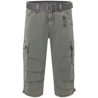 TIMEZONE Cargoshorts 3/4 Cargo loose fit Mid Waist Pants für Herren Baumwolle Normal Fit unifarben atmungsaktiv Reißverschluss grau 30W