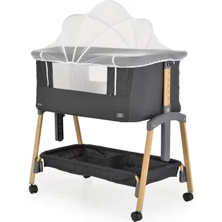 Cangaroo Beistellbett Adoro, verstellbar, Matratze, Moskitonetz, Räder schwarz