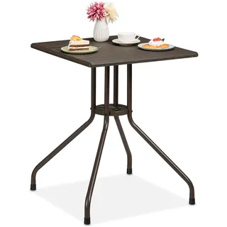 Relaxdays Gartentisch Holz-Optik 61 x 61 x 75 cm Braun