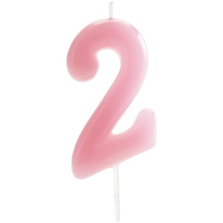 dekora - Originale Geburtstagskerzen Zahlen in Rosa - Kerze 2 Geburtstag Mädchen - Geburtstagskerze 2 Jahre