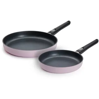WOLL MADE IN GERMANY Pfannen-Set Ecolour, 1,5 l + 1,95 l, Aluminiumguss (Set, 2-tlg), abnehmbarer Stiel rosa