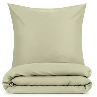 Blumtal Bettwäsche 220x240 cm & 2 Kissenbezüge 80x80 cm - Bettbezüge aus Atmungsaktivem Mikrofaser Superweiches Bettbezug Set, - 3teilig - Olive Grün