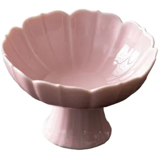 rockible Obstschale aus Keramik mit Fuß, dekorative Schale, Tischdekoration, Schale auf Sockel, Servierschale für Desserts und Kuchen, als Dekoration für das, ROSA
