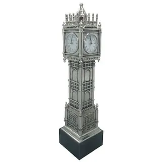 Casa Padrino Luxus Standuhr Tower Silber / Schwarz 20 x 20 x H. 85 cm - Luxus Deko Accessoires