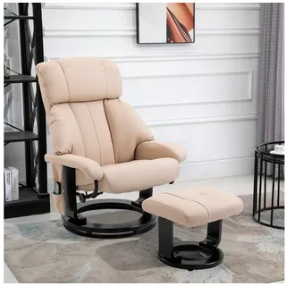 HOMCOM Massagesessel Relaxsessel mit Hocker, Liegefunktion, Ruhesessel für Wohnzimmer (Liegesessel, 2-St., Relaxliege), für Wohnbereich, Cremeweiß weiß