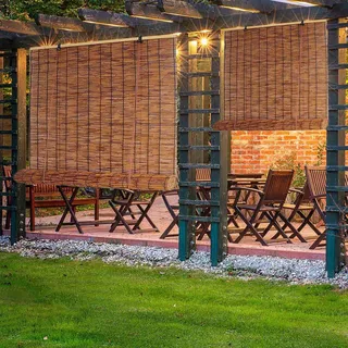 Cxllisionary Anpassbar Bambusrollo, 40-170cm Breit Schnurlos Schilfrollos, Bambus Handgewebt Rollo, Sonnenschutz/Atmungsaktiver/Wetterfest, Für Fenster/Balkon/Terrasse/Innen/Außen (Color : Brown)