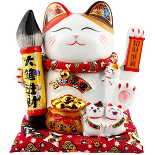 Freak Scene Glückskatze - Maneki-Neko - Winkekatze aus Porzellan 21,5 cm weiß - Maneki Neko 03