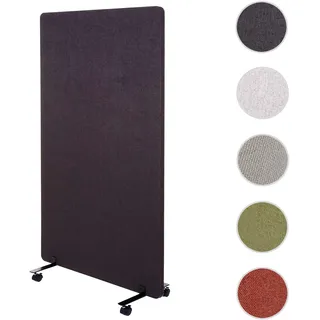 Akustik-Trennwand HWC-G77, Büro-Sichtschutz Raumteiler Pinnwand, doppelwandig rollbar Stoff/Textil ~ 147x80cm braun-grau