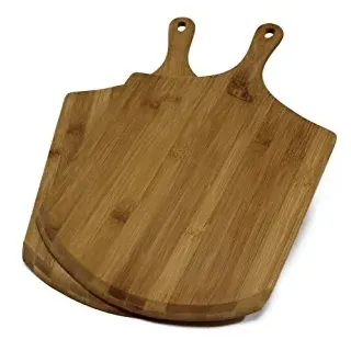 HeRo24 Pizzaschaufel Set 2-teilig aus Bambus – Pizzaschieber & Pizzaheber – Flammkuchenbrett, Schneidbrett & Bratschaufel – für Pizza, Flammkuchen & Brot