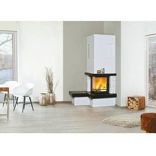 Hark Kaminbausatz Nebraska 2  (5 kW, Raumheizvermögen: 99 m3, Bank links, Farbe Stein: Royal-Black)