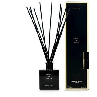 Asphald Raumduft Cereria Molla 1899 Mikado Santal & Tonka Raumduft Diffuser Premium (Set, 1 Raumduft mit Duftstäbchen), Exquisites Design schwarz