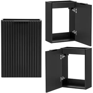 Lomadox Waschbeckenschrank ADELAIDE-56-BLACK 40 cm breit in schwarz, gerillte Front schwarz