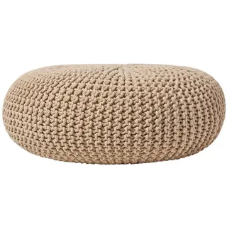 Homescapes Pouf Strickpouf Baumwolle 70 x 23 x 70 cm Beige