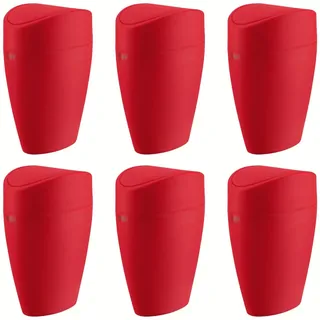 baliv Kosmetikeimer 6x 1,25 l Rot Kunststoff Schwingdeckel Bad WC Mülleimer