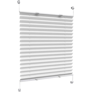 Victoria M. Praktica Plissee ohne Bohren, zum Klemmen Sichtschutz Fenster, Sonnenschutz, Polyesterstoff, 60 x 150 cm, Weiß