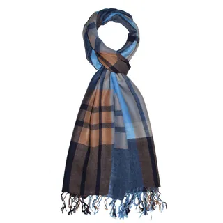 Lorenzo Cana Herren Schal Schaltuch 50% Kaschmir 50% Wolle Tuch Herrenschal Herrentuch Blau Navy Camel 7865611 - 70 x 200 cm