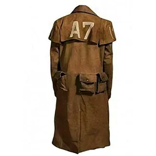 Aksah Fashion Herren NCR Ranger Veteran Armor New Vegas A7 Braunes Wildleder Trenchcoat Cosplay Kostüm - L