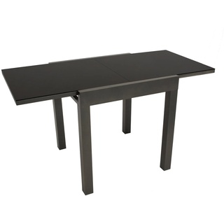 DEGAMO Gartentisch ELBA (1-St), 70x70cm, ausziehbar auf 140cm, Aluminium anthrazit + Glas schwarz grau