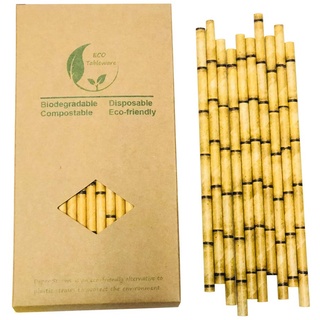 Gelbe Bambus-Trinkhalme als Ersatz für Kunststoff-Trinkhalme, 100 % organische, umweltfreundliche Bambus-Strohhalme