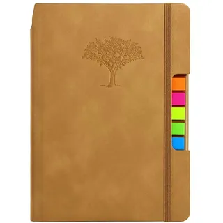 Yeenestar A5-Notizbuch, Notizbuch, Tagebuch,Reisetagebuch 6,1 x 8,2 Zoll, personalisierter integrierter Stiftschlitz,Praktische Lesezeichen auf den Innenseiten, 192 Seiten,Prägebaum Design (Gelb)