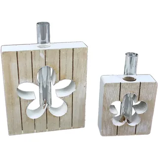 WB wohn trends Reagenzglas Vase im Holz-Rahmen ~ Blüte Gross ~ versch. Farben und Größen