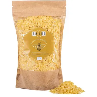 100% Reine Bienenwachs Pastillen 200g – Lebensmittelechtes Kerzenwachs – Geeignet für Kosmetik – Ohne Zusatzstoffe – von Danilovo [Gelb]