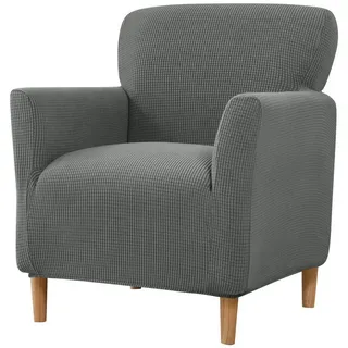 Agger Relaxsesselhusse Sesselhusse Bezug, Sessel Überzug mit Armlehnen – Dehnbarer, Sesselbezug Stretch aus Weichem Strickstoff, Waschbarer Bezug grau