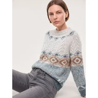 Walbusch Damen Norweger Pullover in softem Garn Beige mehrfarbig
