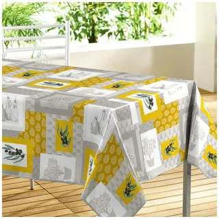 Sanixa Tischdecke Outdoor vers. Farben 140x240 cm Tischtuch PVC Gartentisch (Tischdekoration Tischwäsche Balkon Terrasse, waschbar Wachstischtuch Tafeltuch), abwischbar modern gemustert Regenfest gelb