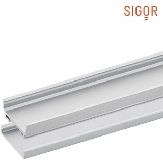 SIGOR Alu Montageschiene 15 - für LED Strips bis 1.55cm Breite, zur Wand-und Deckenmontage, Länge 200cm SIG-9822001