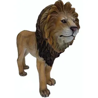 Casa Padrino XXL Deko Skulptur Löwe Beige / Braun 190 cm - Lebensgroße XXL Garten Figur