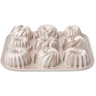 patisse 04521 – Backform für 9 Mini-Gugelhuffs, 9 Mini-Bundt Cakes, Aluminiumguss, goldfarben, 24 x 24 x 4,5 cm