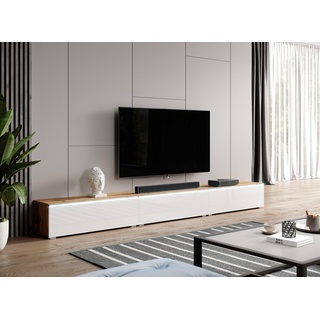 Furnix Sideboard BARGO Lowboard TV -Board /Schrank 300 cm (3 x 100 cm) ohne LED, viel Stauraum Dank 6 Fächern weiß