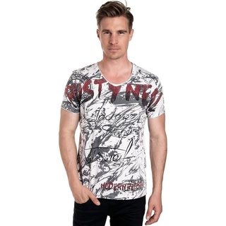 Rusty Neal T-Shirt mit aufwendigem Strass-Design grau M