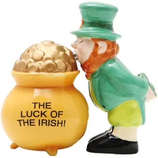 MystiCalls Salz- / Pfefferstreuer Salz- und Pfefferstreuer Luck of Irish St. Patrick's Day Kobold Gold, (2-tlg), Mit Magneten verbunden bunt