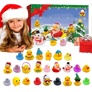 Horypt Adventskalender mit Mini Rubber Duck, 24 Stück Adventskalender 2023 Kinder mit Quietscheentchen, Adventskalender Baby, Badeenten Spielzeug Adventskalender für Die Weihnachtsbaumdekoration