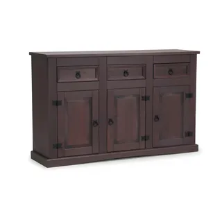 Sideboard Schlafzimmer - New Mexico 3 Türen 3 Schubladen kolonial Dunkelbraun 132x84x44 cm Kiefer massiv Kommode Anrichte Landhausstil Massivholz Stauraum Wohnzimmerschrank Buffet Holzschrank