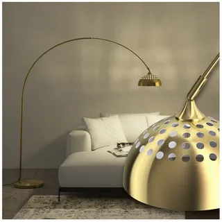 tectake Stehlampe Bogenleuchte, LED, Verstellbare Bogenlampe aus Stahl im eleganten Retro-Design goldfarben