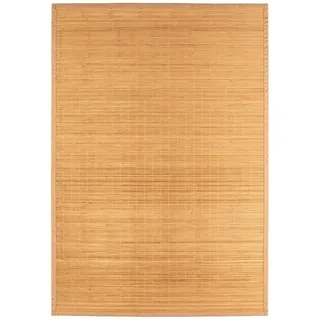 andiamo Teppich Bambus handgeflochterne nachhaltige feuchtigkeitsresistente Bambusmatte ideal geeignet als Vorleger oder Läufer mit rutschhemmender Unterseite natur 50 x 80 cm