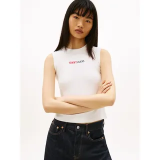 Tommy Jeans T-Shirt TJW SLIM ESS LOGO 2 RIB TANK mit gerippter Struktur beige XS (34)