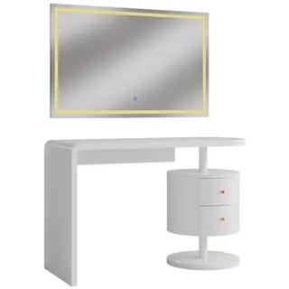 Vicco Schminktisch Lara Weiß Hochglanz 120 cm LED-Spiegel
