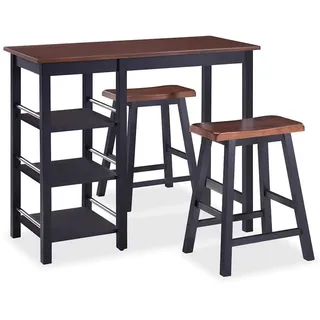 vidaXL Bar Set 3 Stück MDF Schwarz