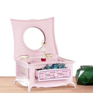 Zestivra Schmuckkästchen Ballerina, mit Musik, Ballerina-Schmuckbox für Mädchen, mit ausziehbaren Schubladen, Geschenke für Tänzerin, Spiegel aus für Mädchen