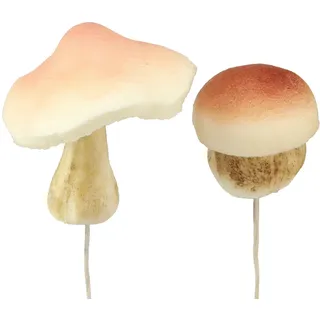 Herbstliche Deko Pilze Braun zum Stecken, Rustikale Tischdeko, 16er Set, Größen